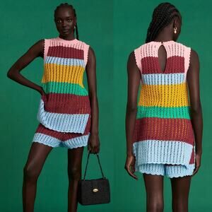 & Other Stories x Sindiso Khumalo | NWT Colour-Blocked Hand-Crocheted Top M